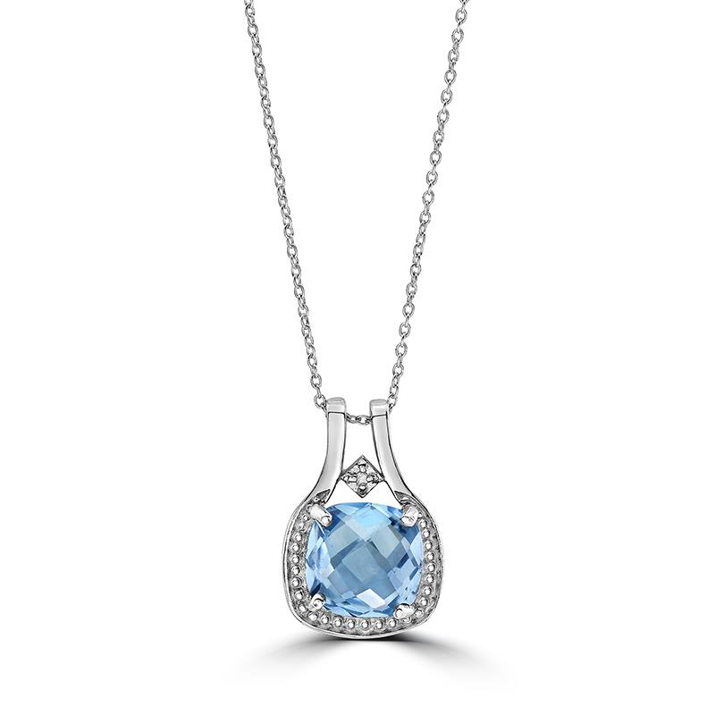 Blue Topaz Cushion-Cut Necklace